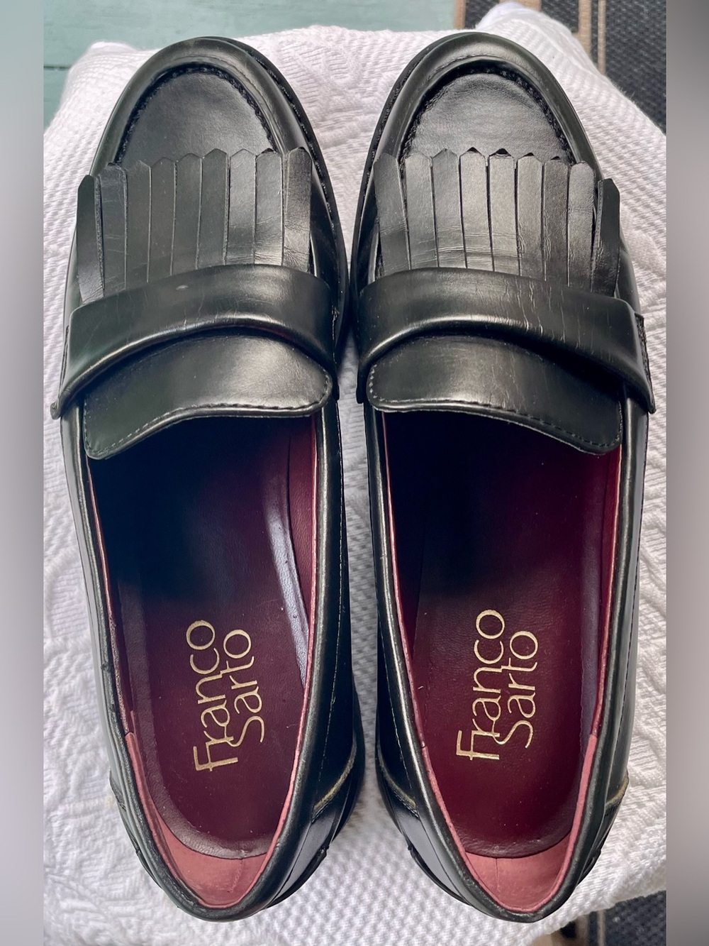 Franco Sarto Women’s Black Leather Calista Loafers Size 6